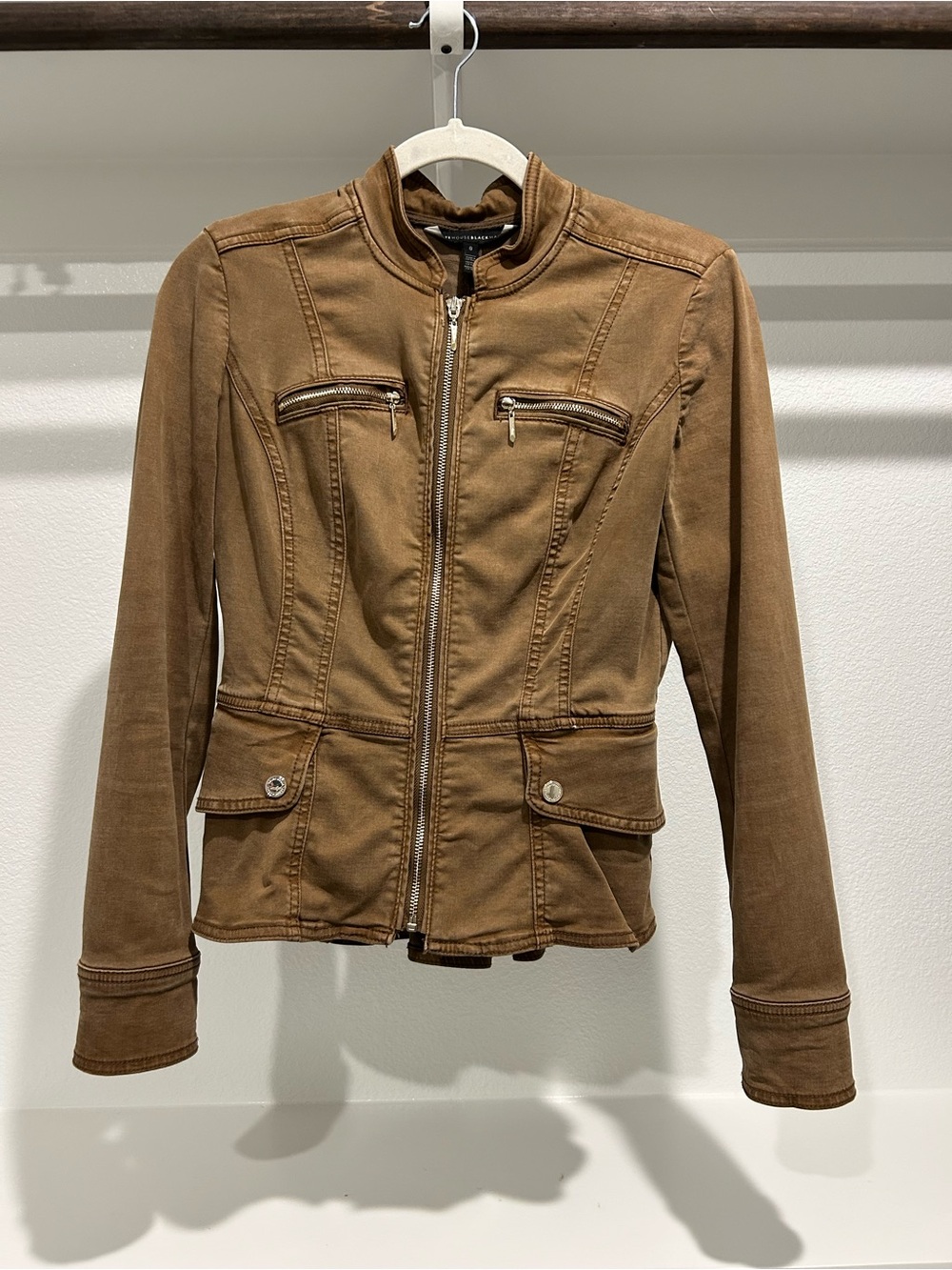 White House Black Market Brown Zip-Front Biker Style Jacket
